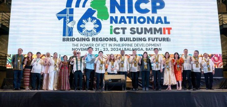 Delegates on stage at the 16th NICP National ICT Summit, Bataan People's Center, Balanga, November 2024.